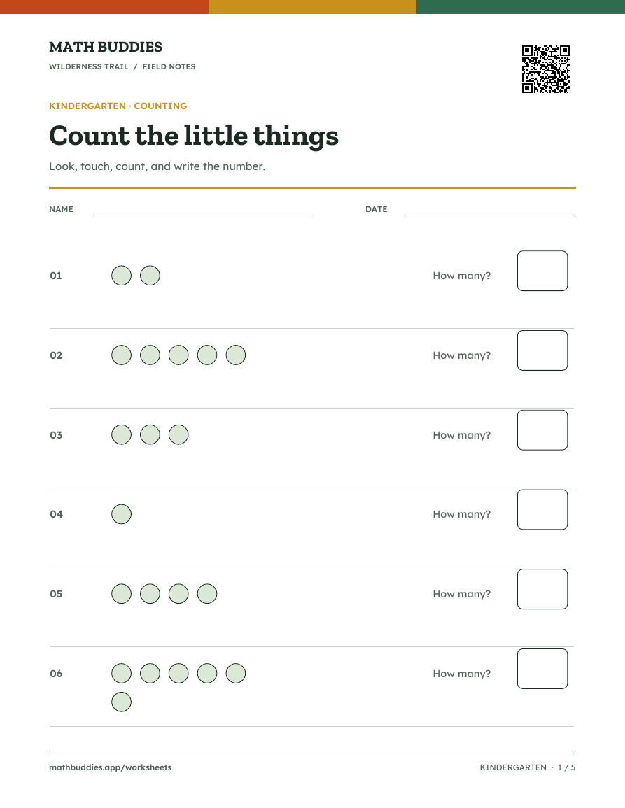Counting worksheet with groups of shapes